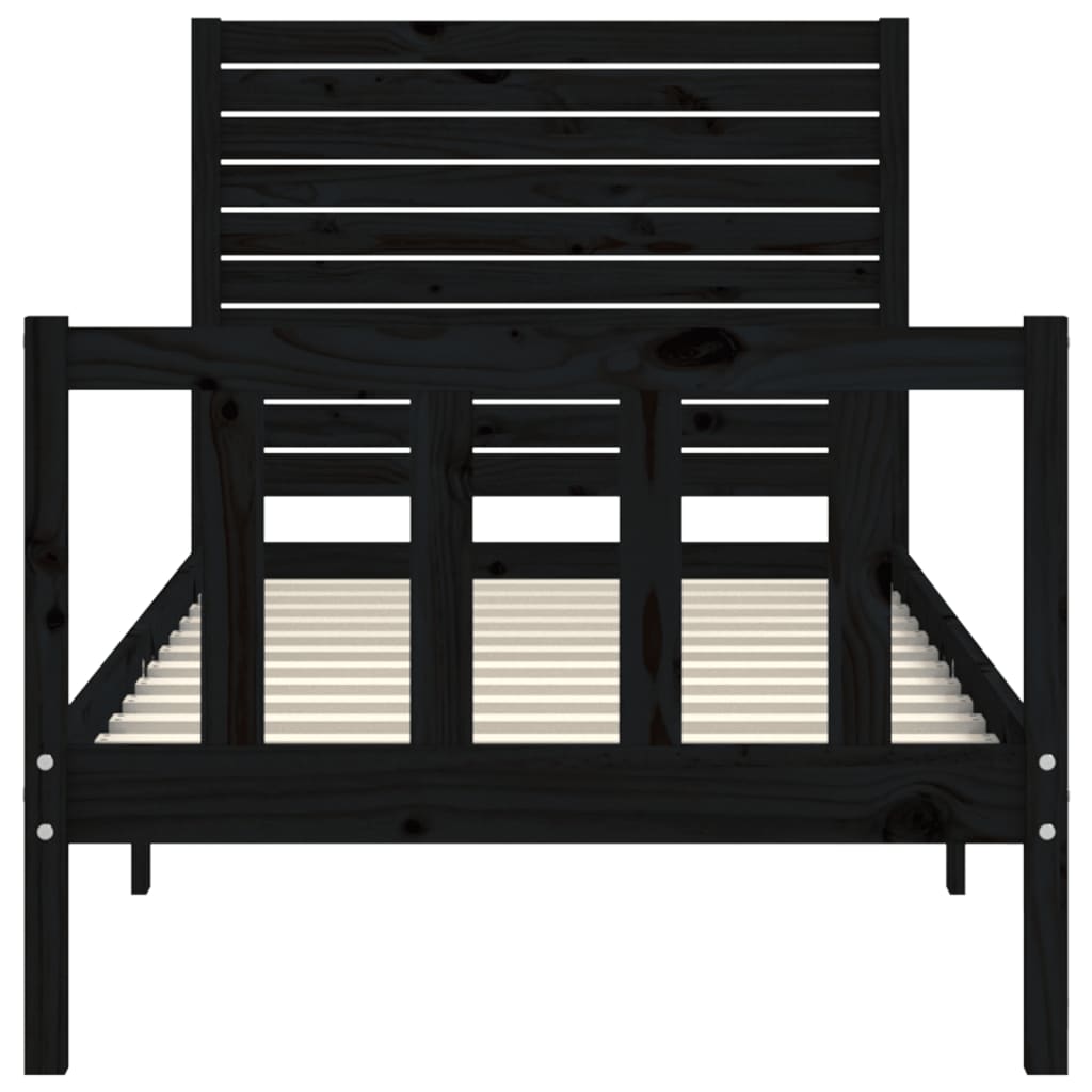 vidaXL Bed Frame without Mattress Black Single Solid Wood Pine