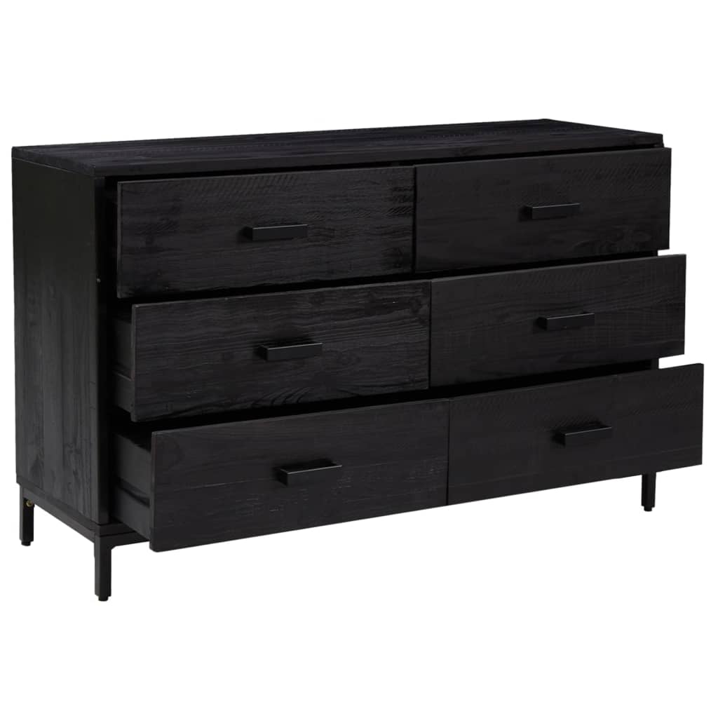 vidaXL Sideboard Black 110x35x70 cm Solid Pinewood