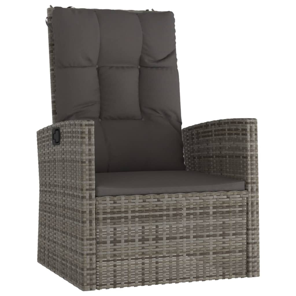 vidaXL 4 Piece Garden Lounge Set with Cushions Grey Poly Rattan