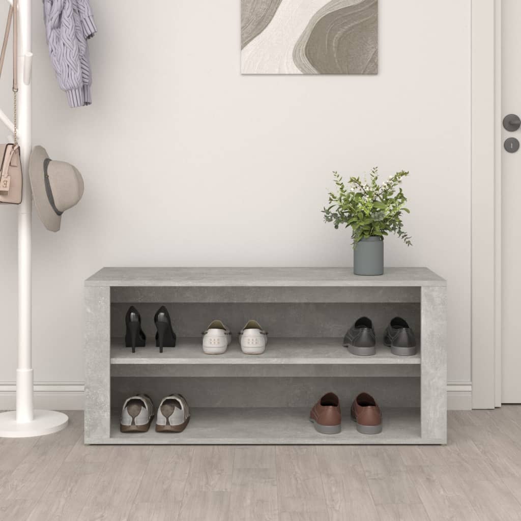 vidaXL Shoe Rack Concrete Grey 100x35x45 cm Engineered Wood