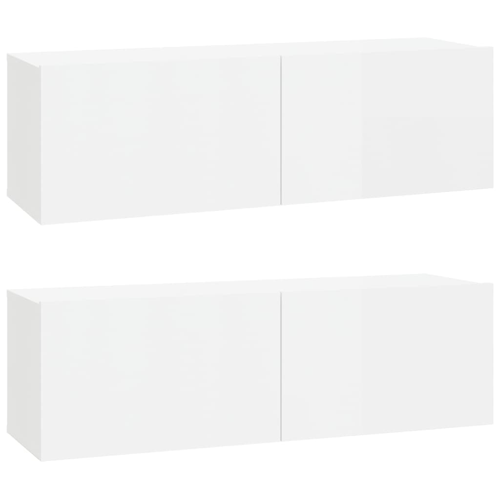 vidaXL 6 Piece TV Cabinet Set High Gloss White Engineered Wood