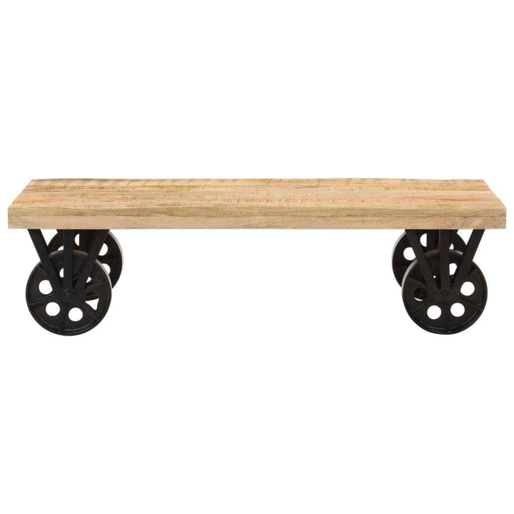 vidaXL Coffee Table with Wheels 110x55x29.5 cm Solid Wood Mango