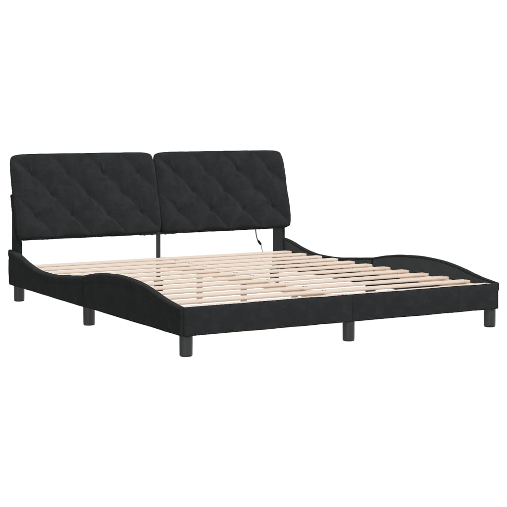 vidaXL Bed Frame with LED without Mattress Black 183x203 cm King Velvet