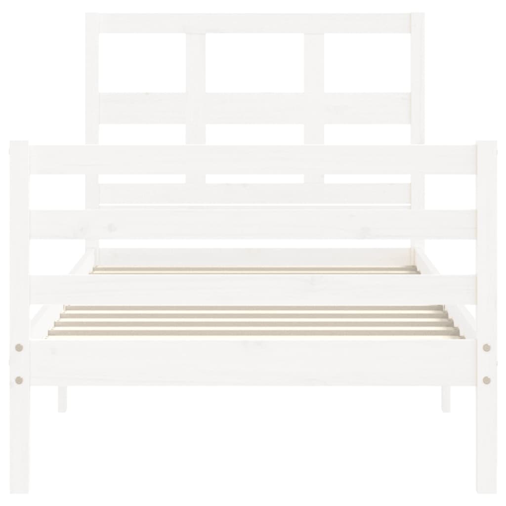 vidaXL Bed Frame without Mattress White Single Solid Wood