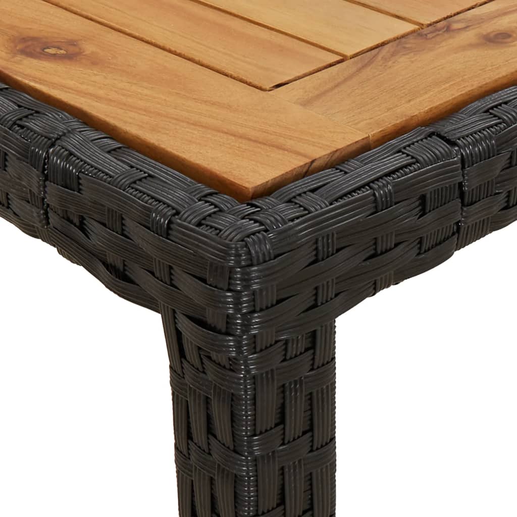 vidaXL Garden Table 150x90x75 cm Poly Rattan and Acacia Wood Black