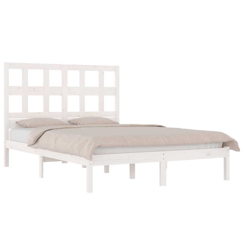 vidaXL Bed Frame without Mattress White 180x200 cm Super King Solid Wood Pine