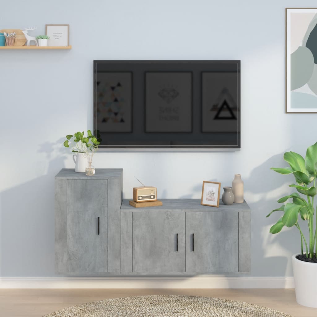 vidaXL 2 Piece TV Cabinet Set Concrete Grey Engineered Wood