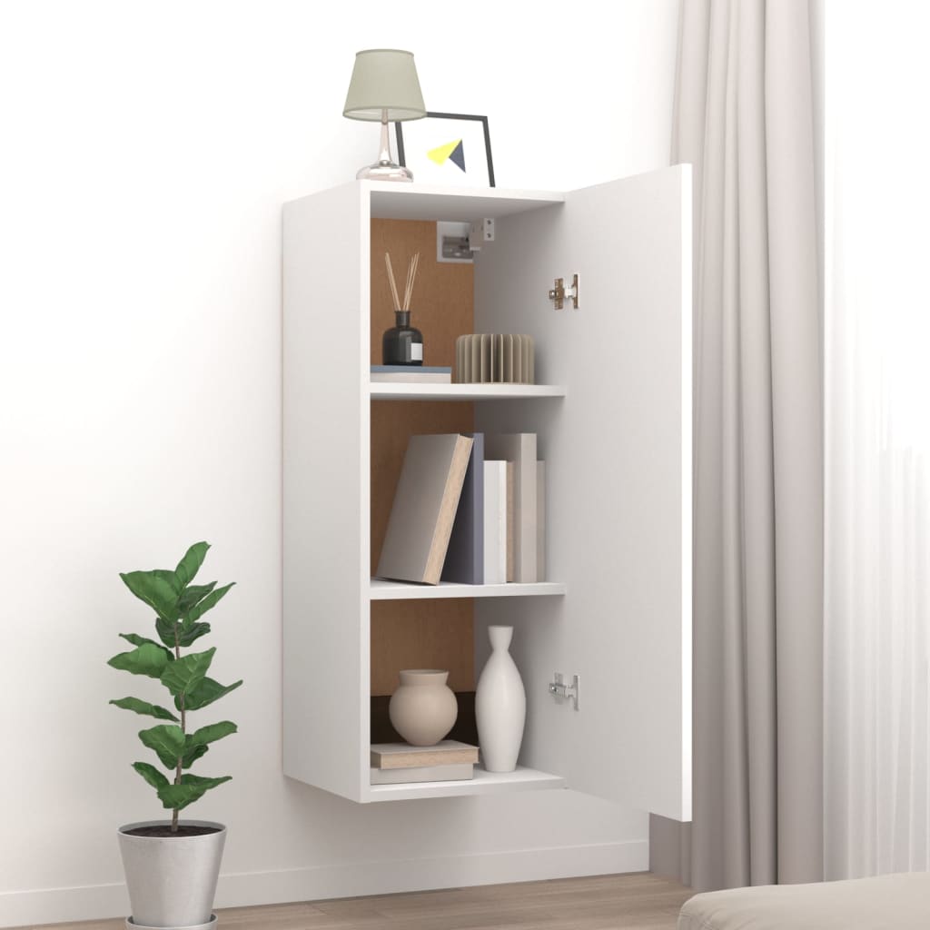 vidaXL Hanging Wall Cabinet White 34.5x34x90 cm Engineered Wood