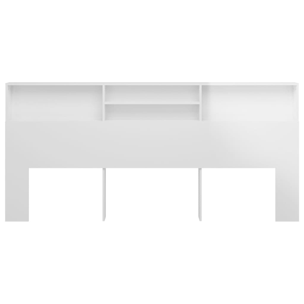 vidaXL Headboard Cabinet High Gloss White 220x19x103.5 cm