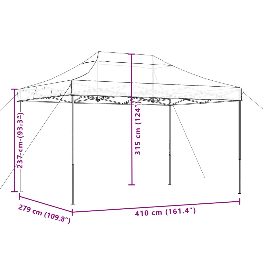 vidaXL Foldable Party Tent Pop-Up Beige 410x279x315 cm