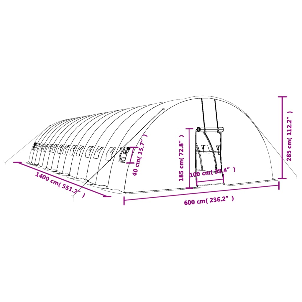 vidaXL Greenhouse with Steel Frame Green 84 m² 14x6x2.85 m