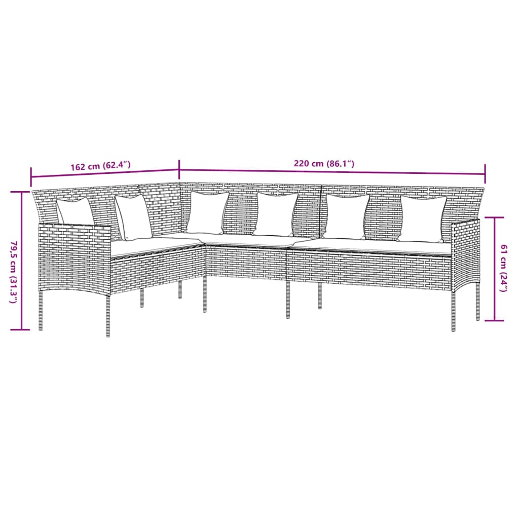 vidaXL 2 Piece Garden Dining Set with Cushions Black Poly Rattan