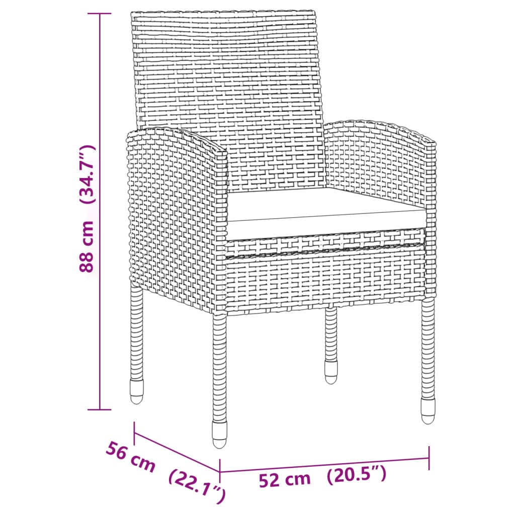 vidaXL 7 Piece Outdoor Dining Set Poly Rattan Black