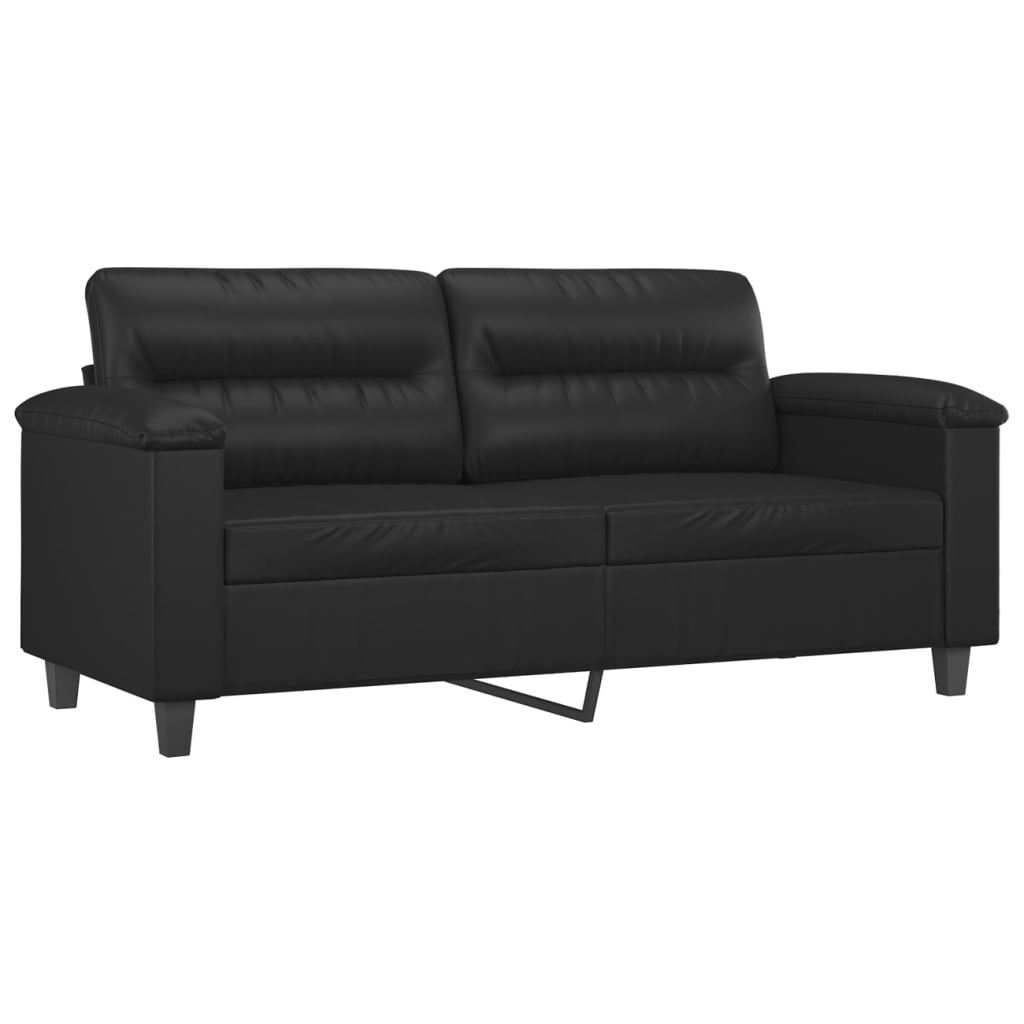 vidaXL 3 Piece Sofa Set with Pillows Black Faux Leather