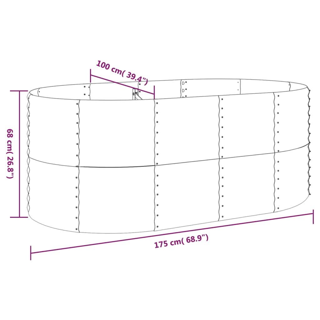 vidaXL Garden Raised Bed Powder-coated Steel 175x100x68 cm Silver