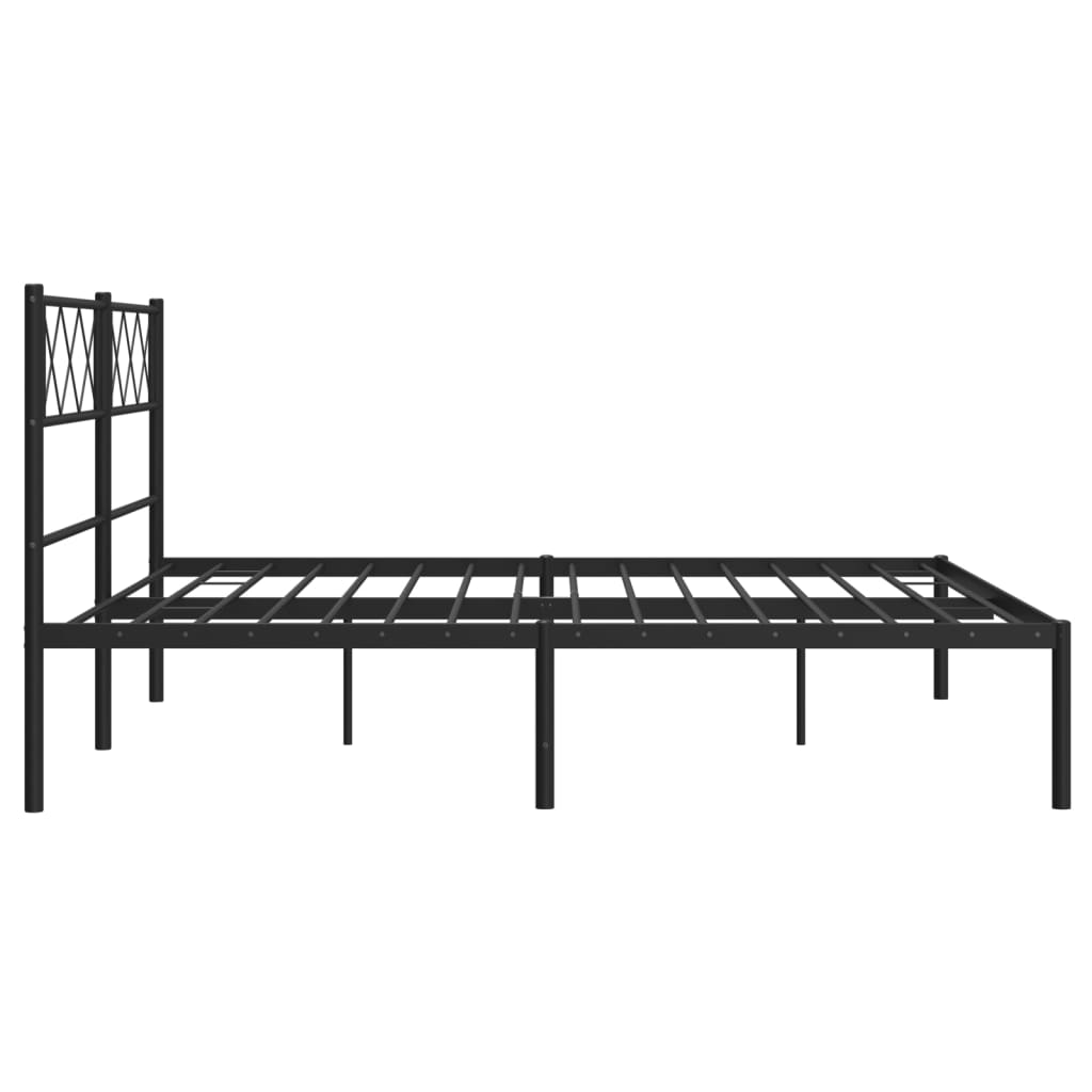 vidaXL Metal Bed Frame without Mattress with Headboard Black 150x200cm