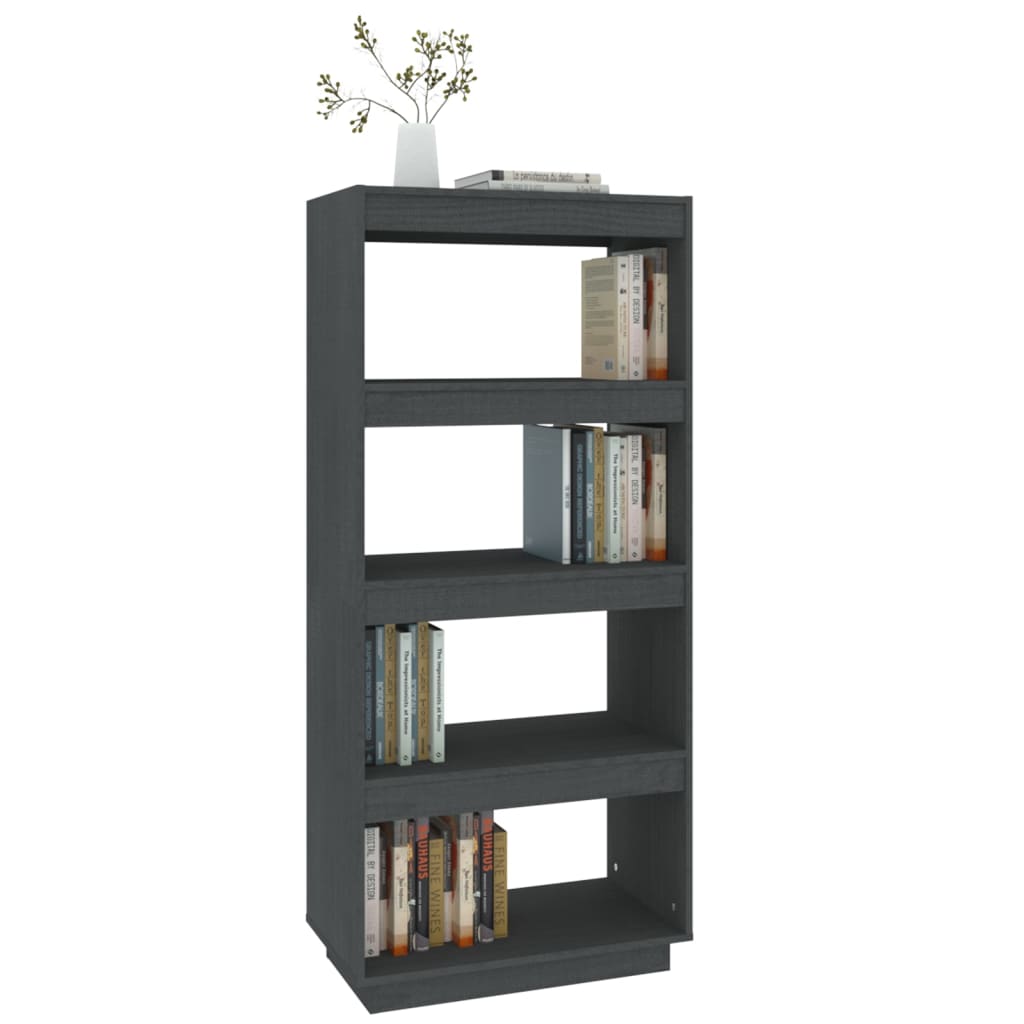 vidaXL Book Cabinet/Room Divider Grey 60x35x135 cm Solid Pinewood