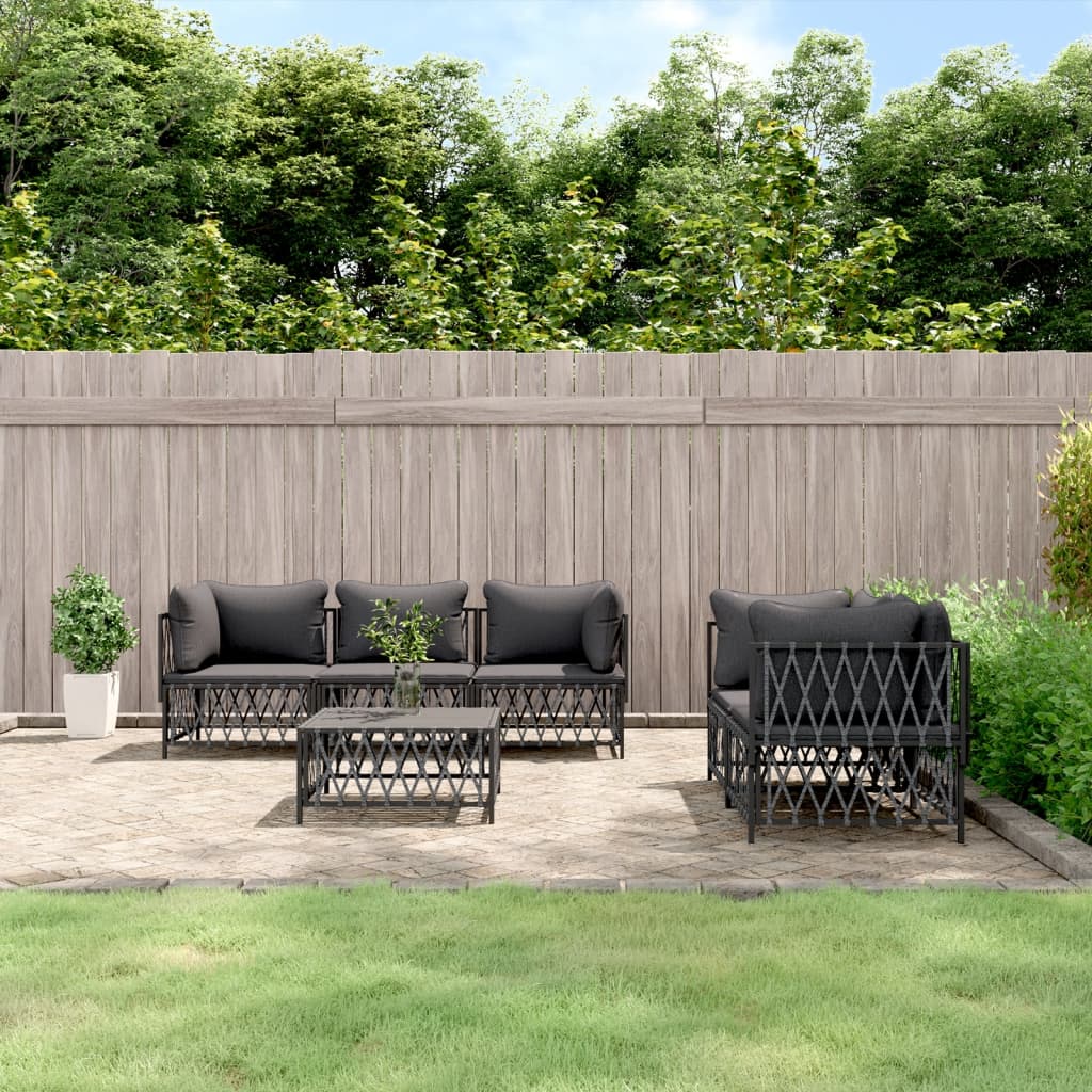 vidaXL 6 Piece Garden Lounge Set with Cushions Anthracite Steel