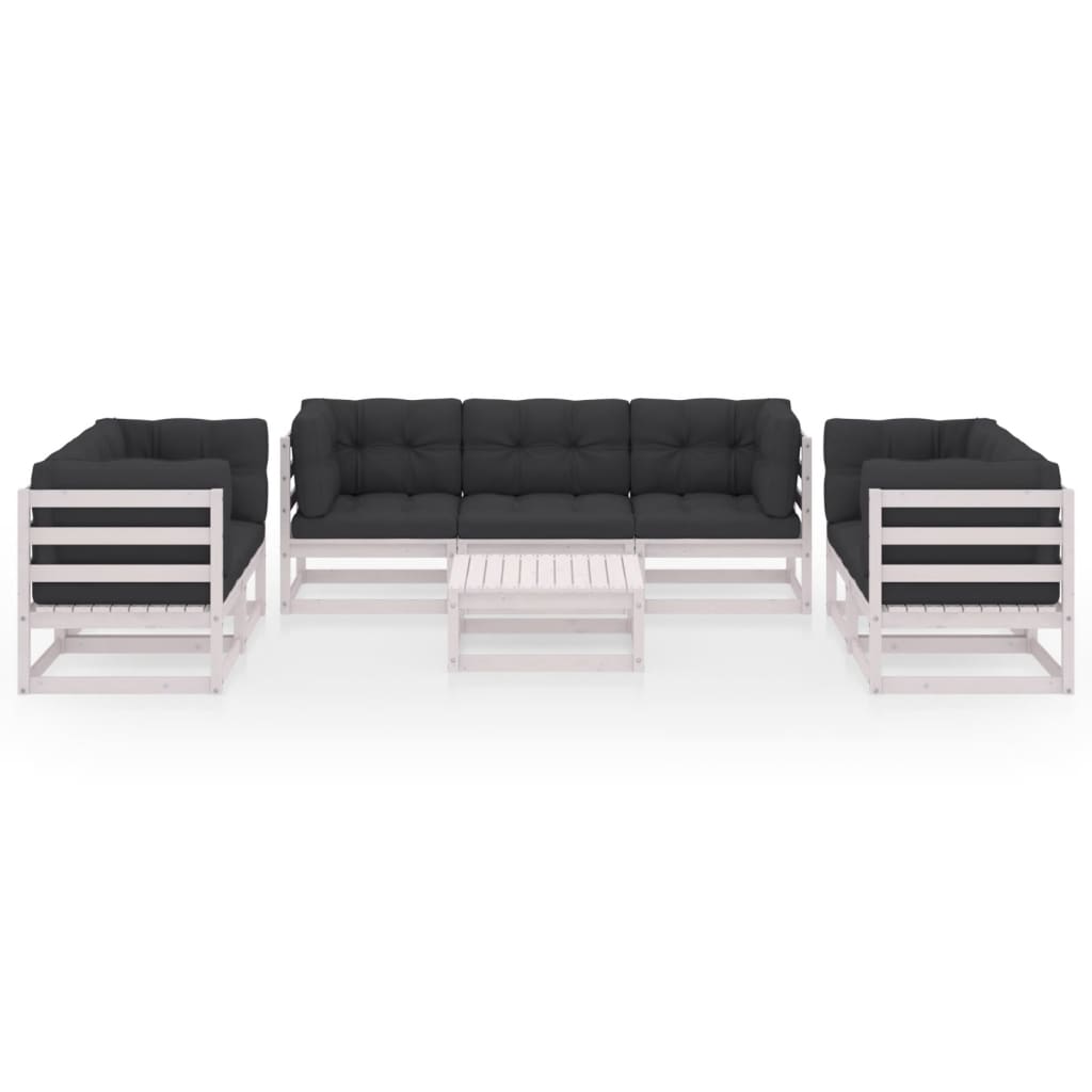 vidaXL 8 Piece Garden Lounge Set with Cushions Solid Pinewood