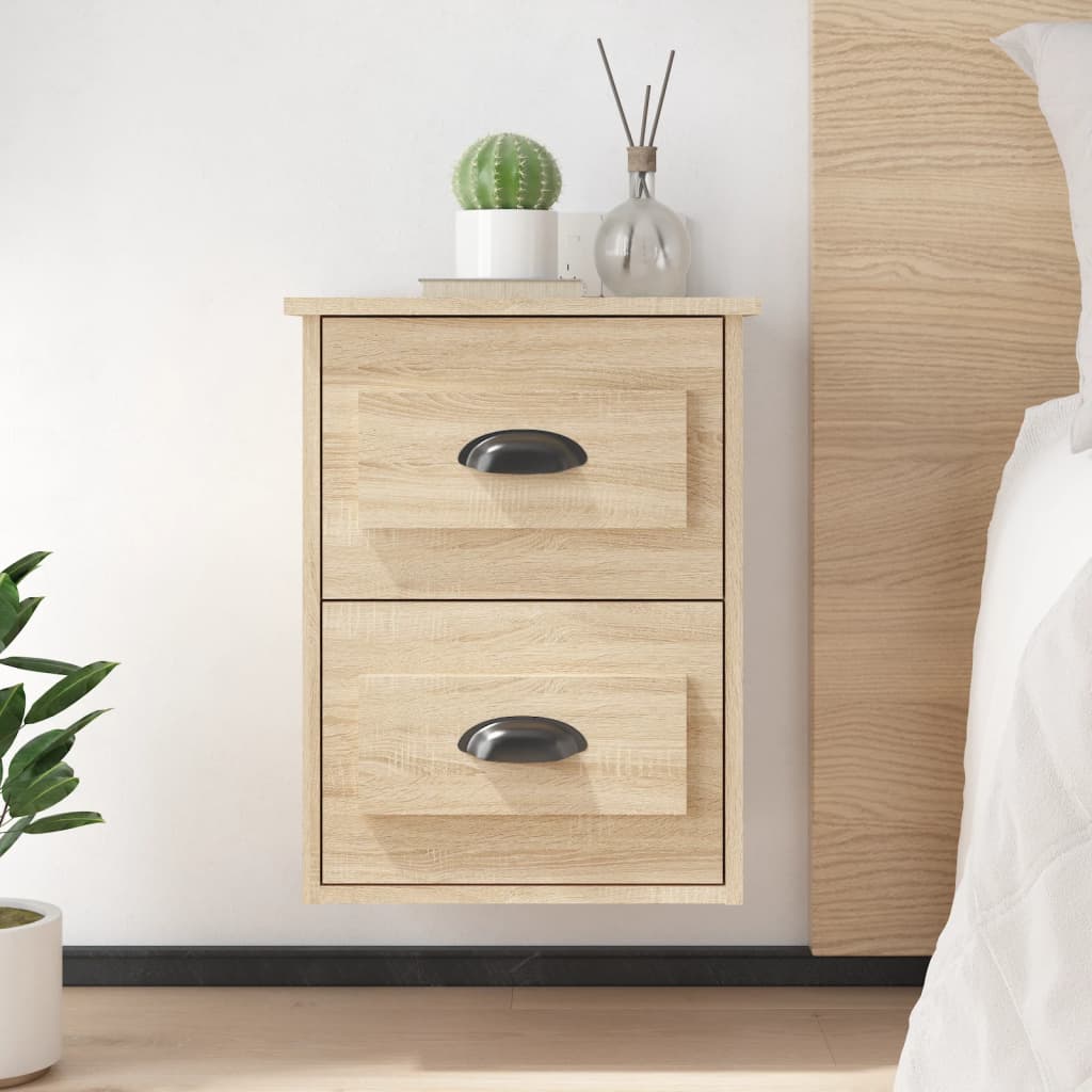 vidaXL Wall-mounted Bedside Cabinet Sonoma Oak 41.5x36x53cm