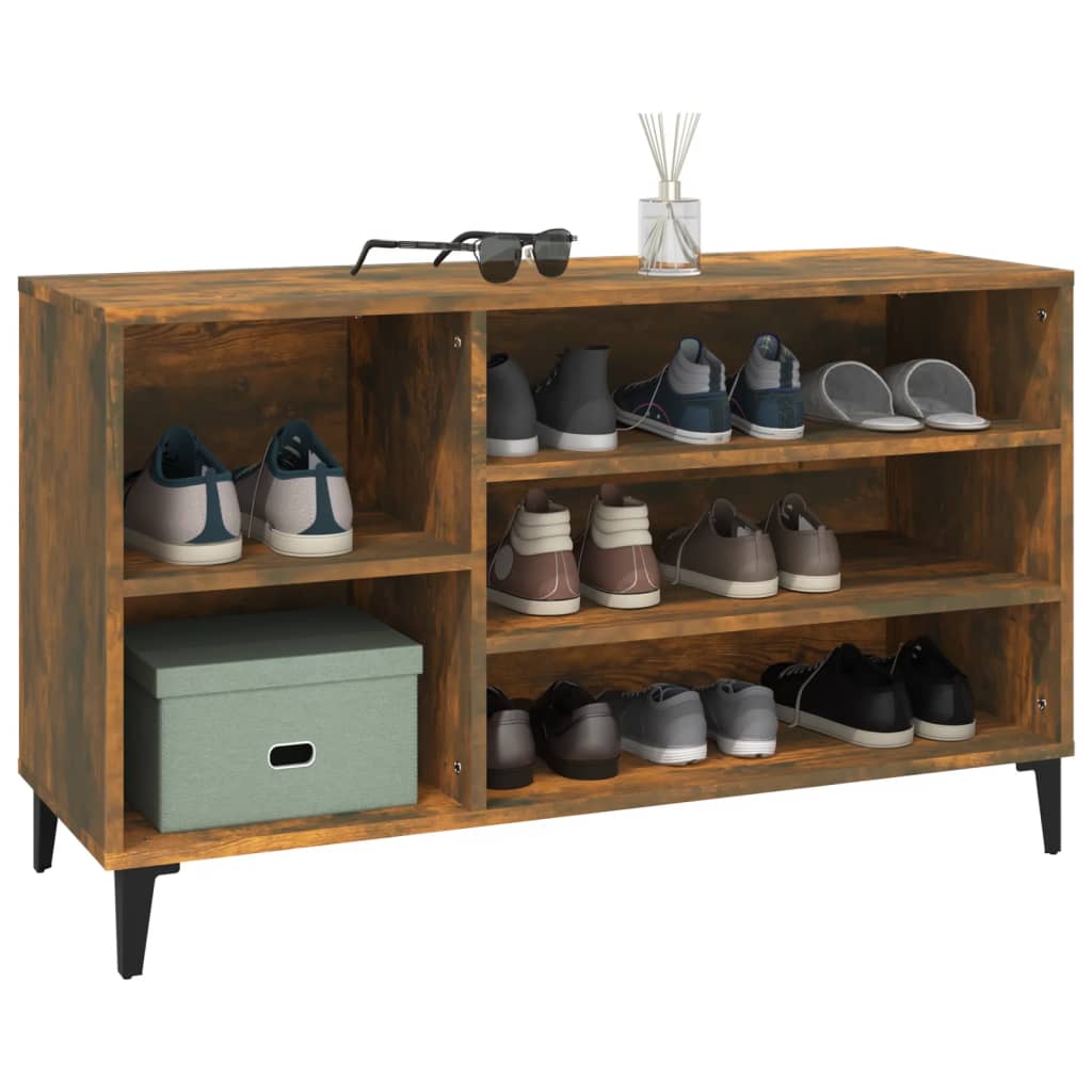 vidaXL Shoe Cabinet Smoked Oak 102x36x60 cm Engineered Wood