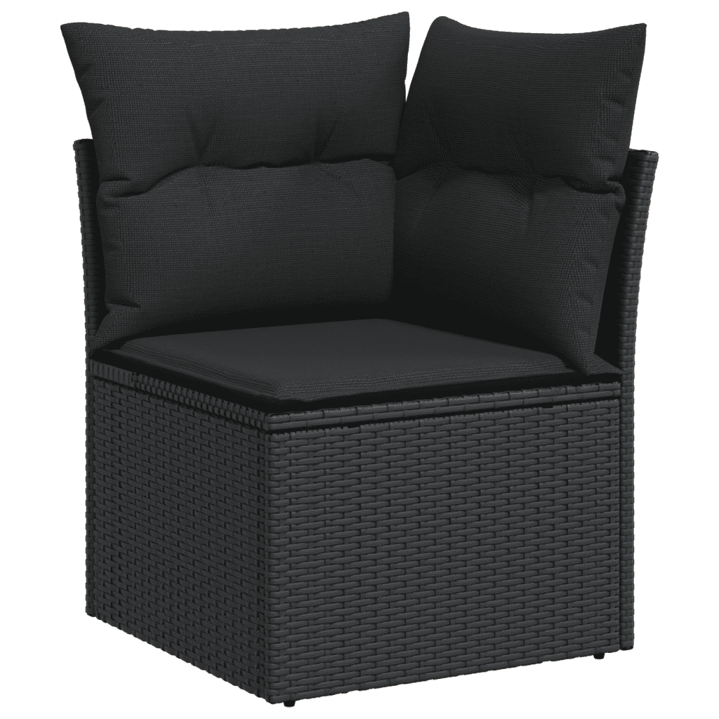 vidaXL 11 Piece Garden Sofa Set with Cushions Black Poly Rattan