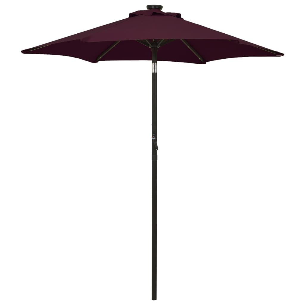 vidaXL Garden Parasol with LED Lights Bordeaux Red 200x211 cm Aluminium