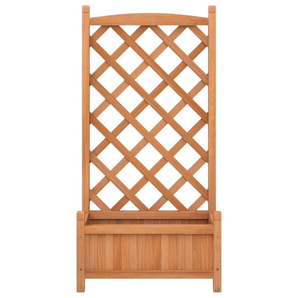 vidaXL Planter with Trellis Brown Solid Wood Fir