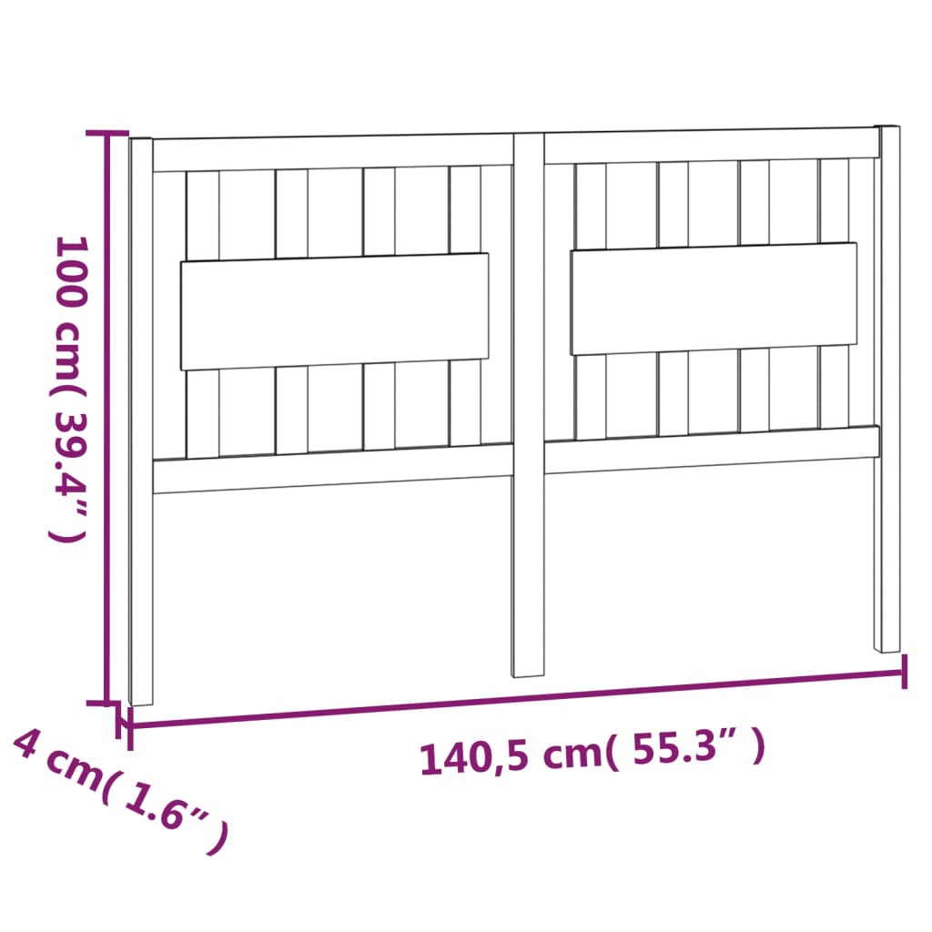 vidaXL Bed Headboard 140.5x4x100 cm Solid Wood Pine