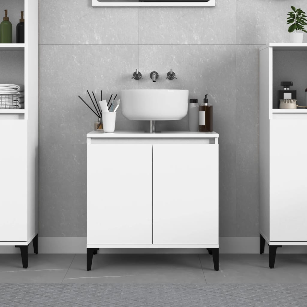 vidaXL Sink Cabinet High Gloss White 58x33x60 cm Engineered Wood