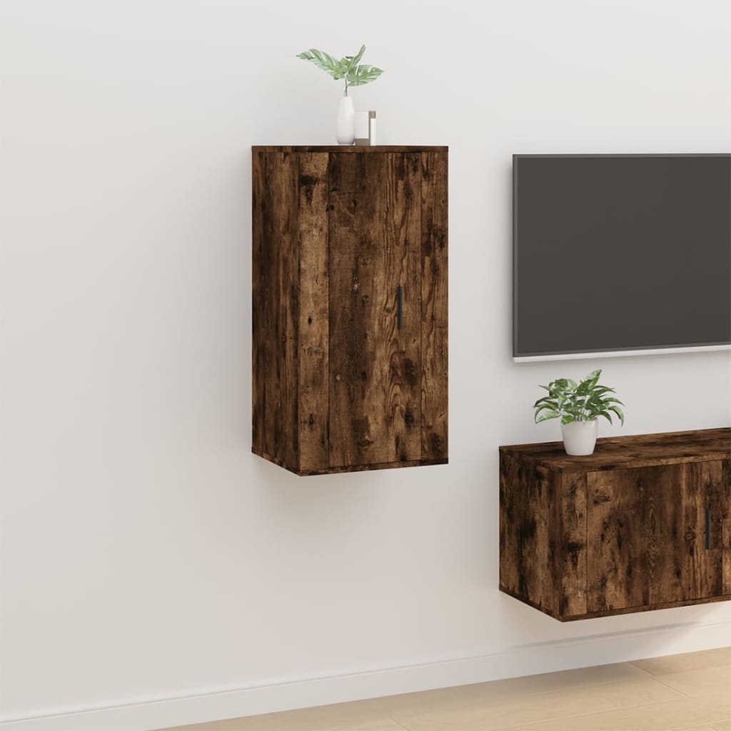 vidaXL Wall Mounted TV Cabinet Smoked Oak 40x34,5x80 cm