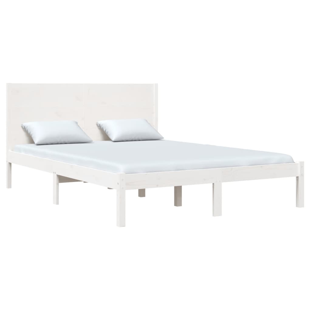 vidaXL Bed Frame White Solid Wood 150x200 cm King Size