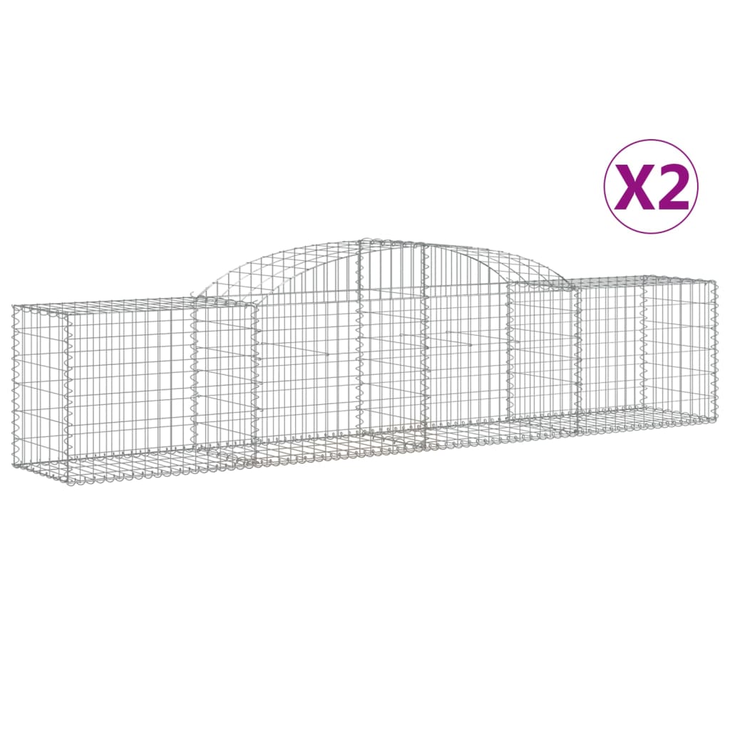 vidaXL Arched Gabion Baskets 2 pcs 300x50x60/80 cm Galvanised Iron