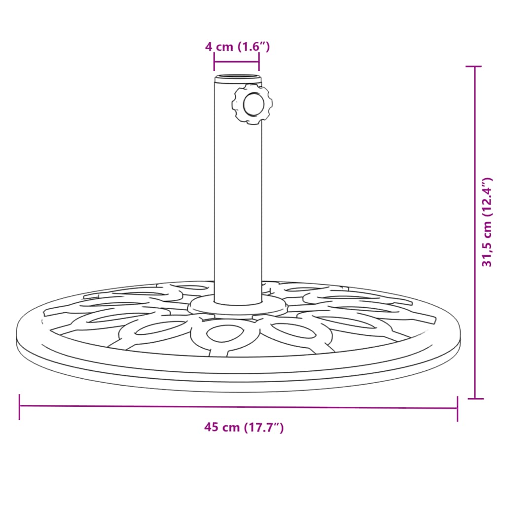 vidaXL Parasol Base for Ø38 / 48 mm Poles 12 kg Round