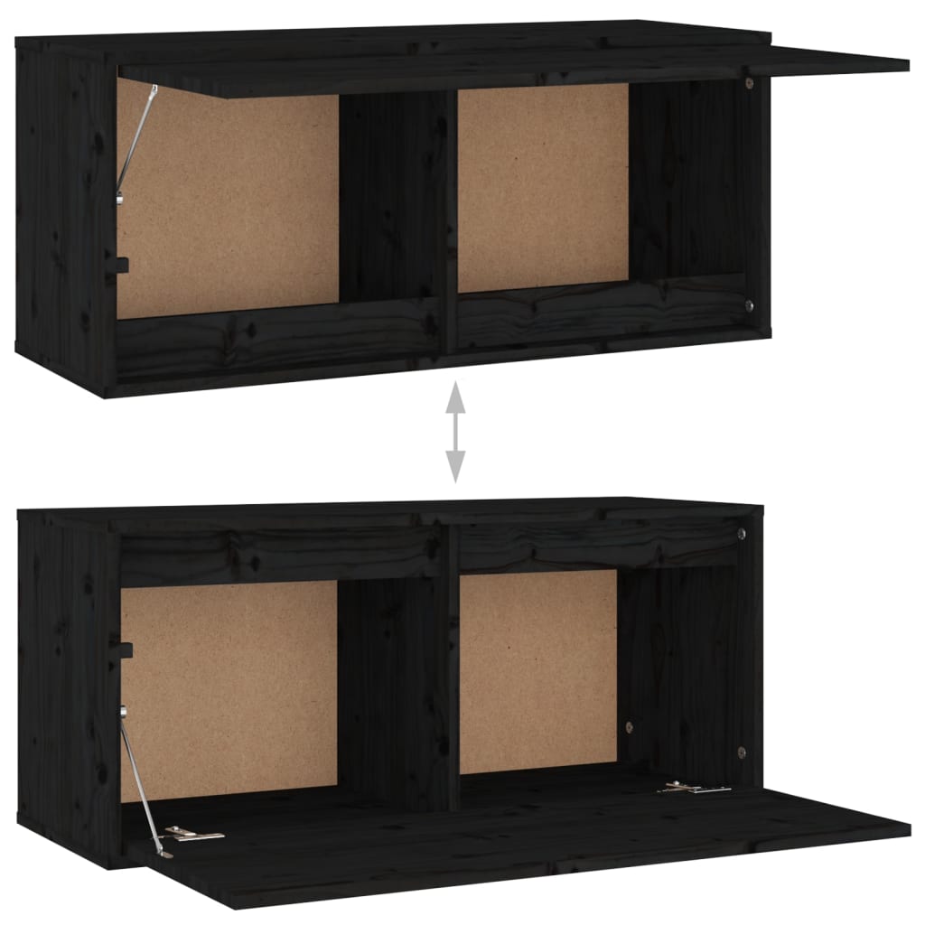 vidaXL TV Cabinets 4 pcs Black Solid Wood Pine