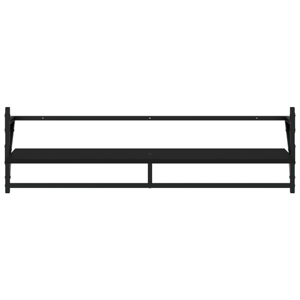 vidaXL 6 Piece Wall Shelf Set with Bars Black Engineered Wood