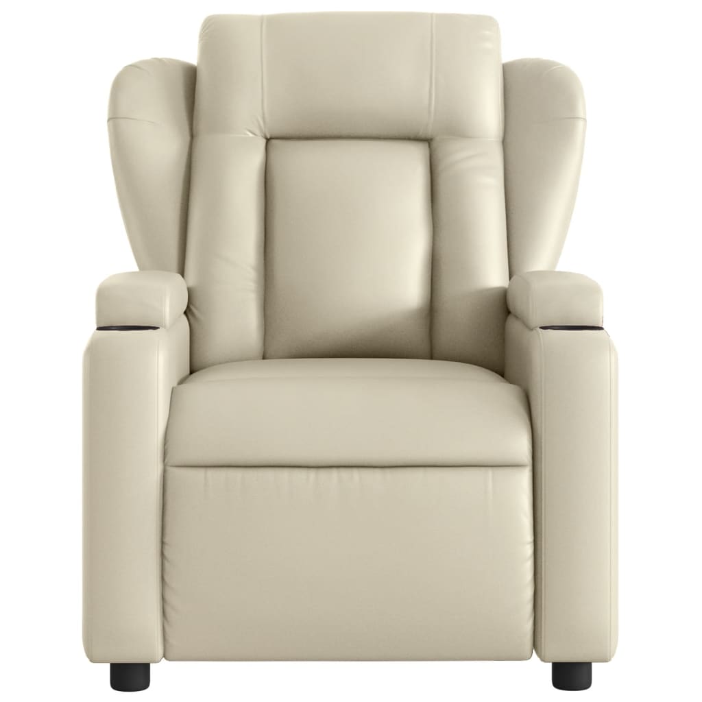 vidaXL Massage Recliner Chair Cream Faux Leather