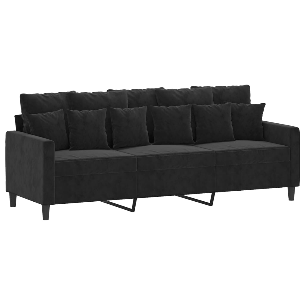 vidaXL 2 Piece Sofa Set with Cushions Black Velvet