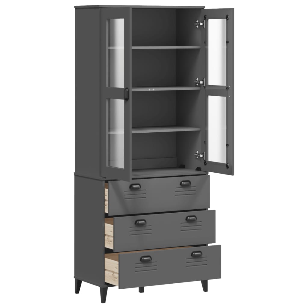 vidaXL Highboard VIKEN Anthracite Grey 80x40x190 cm Solid Wood Pine