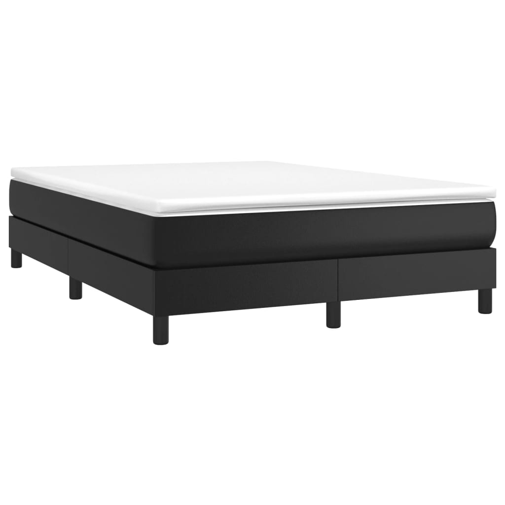 vidaXL Box Spring Bed with Mattress Black 137x190 cm Faux Leather