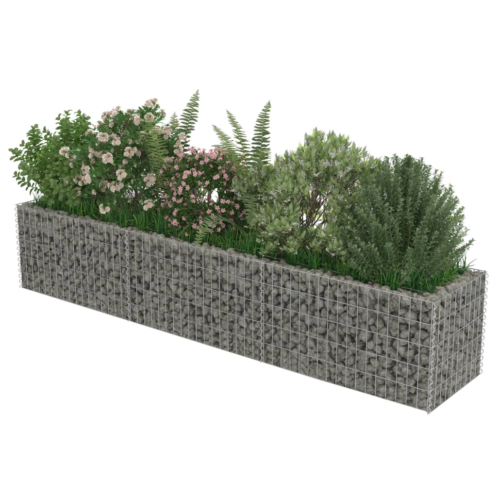 vidaXL Gabion Raised Bed Galvanised Steel 270x50x50 cm