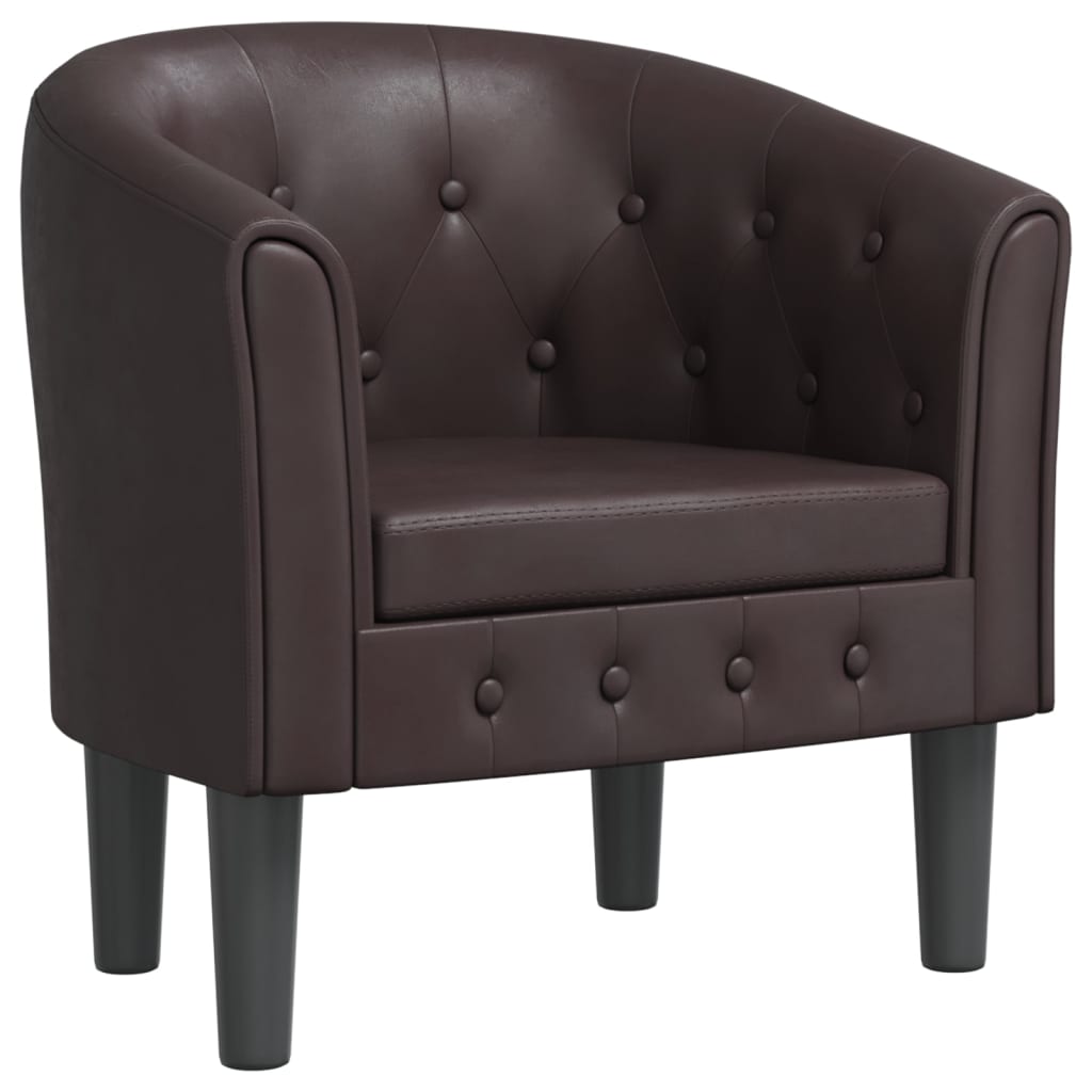 vidaXL Tub Chair Brown Faux Leather