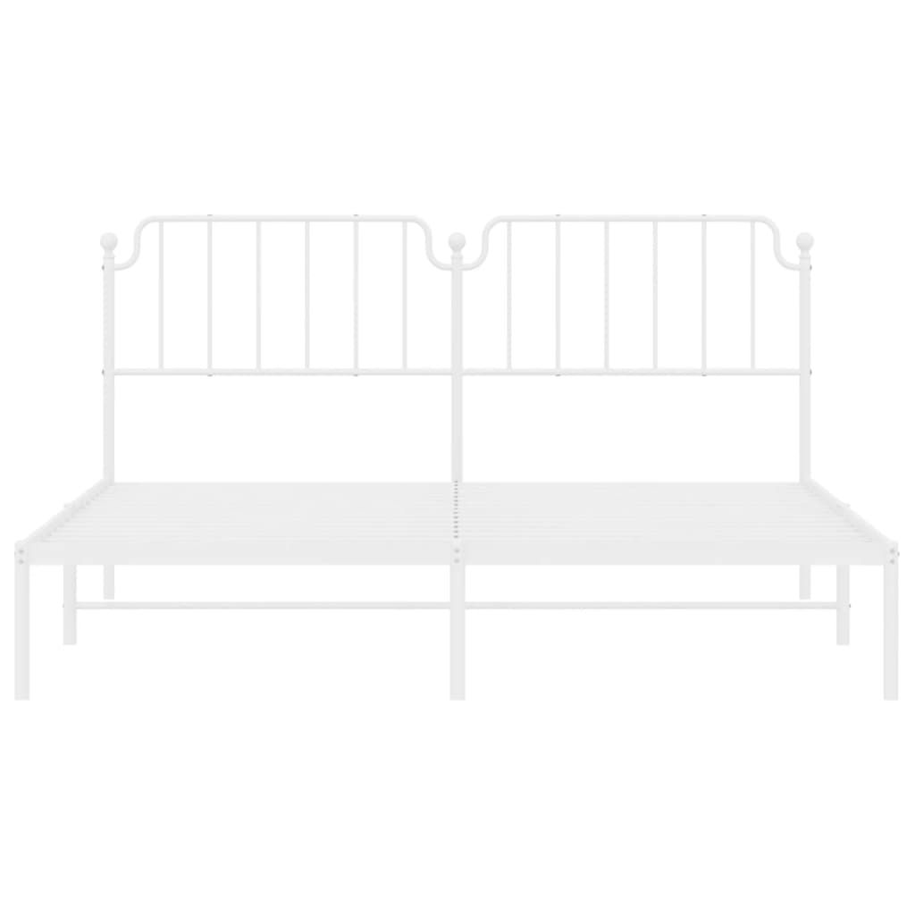 vidaXL Metal Bed Frame without Mattress with Headboard White 180x200 cm Super King