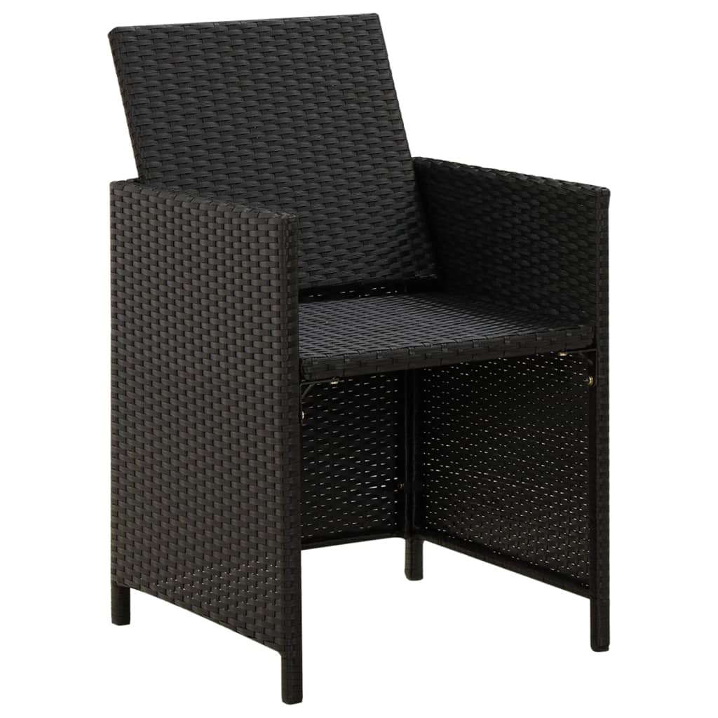 vidaXL 4 Piece Garden Chair and Stool Set Poly Rattan Black