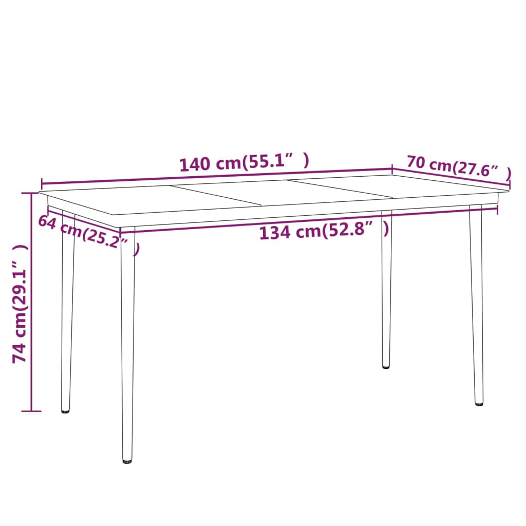 vidaXL 5 Piece Garden Dining Set Black