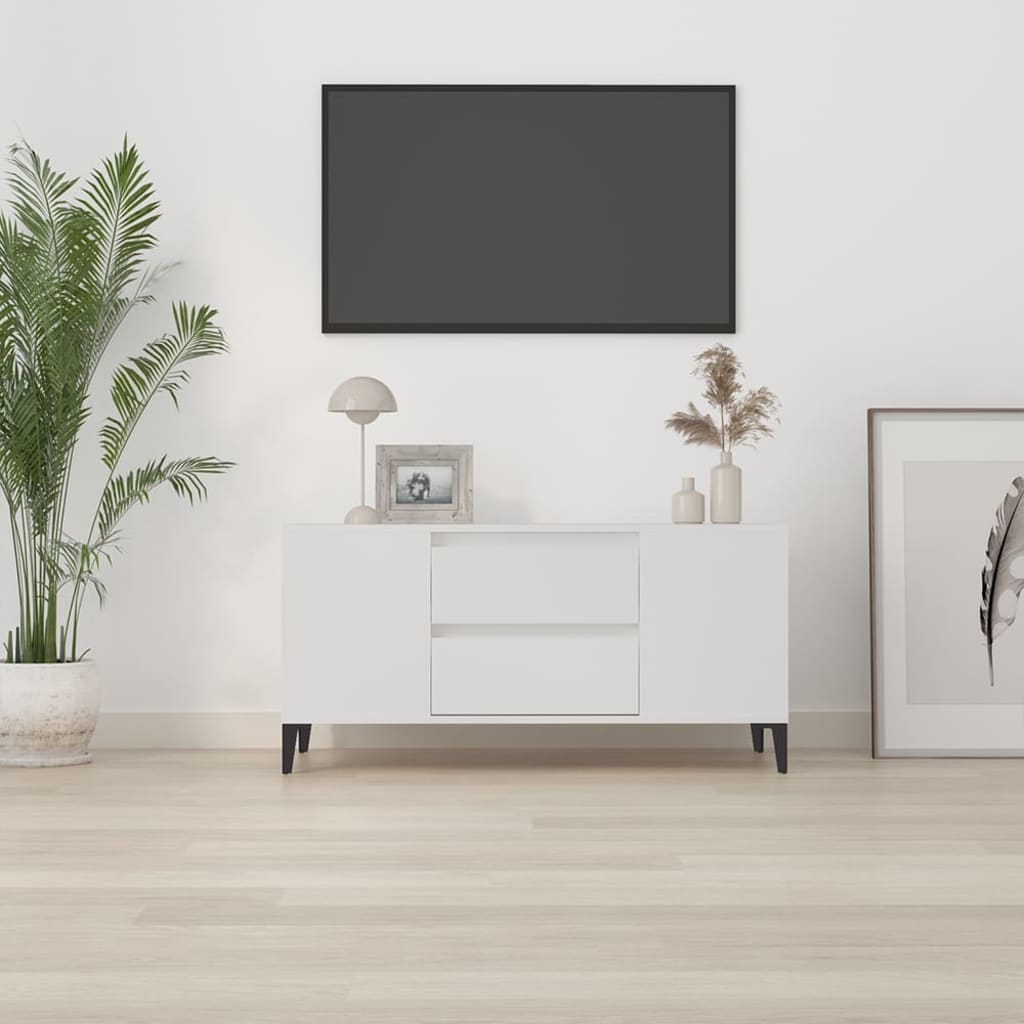 vidaXL TV Cabinet White 102x44.5x50 cm Engineered Wood