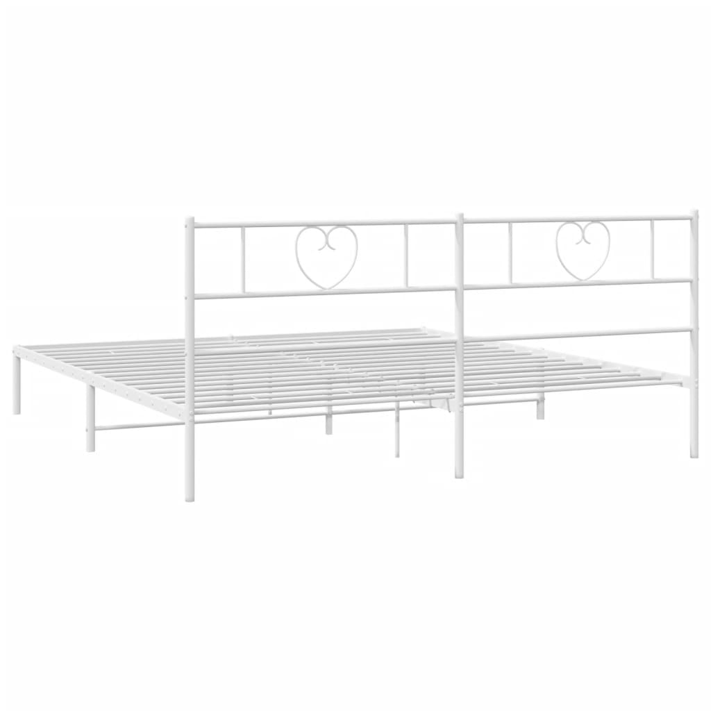 vidaXL Metal Bed Frame without Mattress with Headboard White 180x200cm