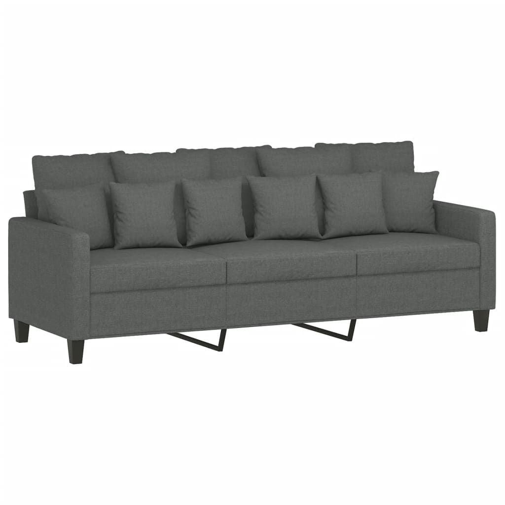 vidaXL 3 Piece Sofa Set with Pillows Dark Grey Fabric