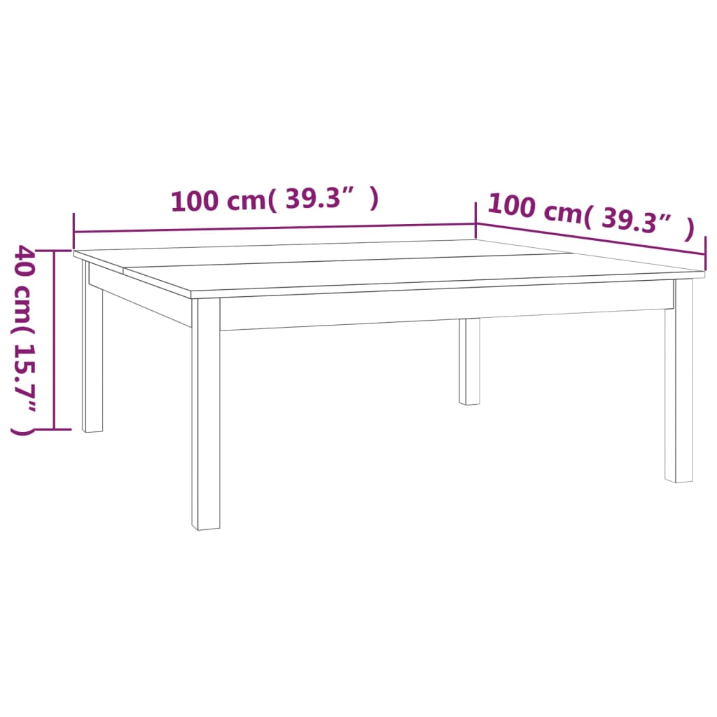 vidaXL Coffee Table 100x100x40 cm Solid Wood Pine