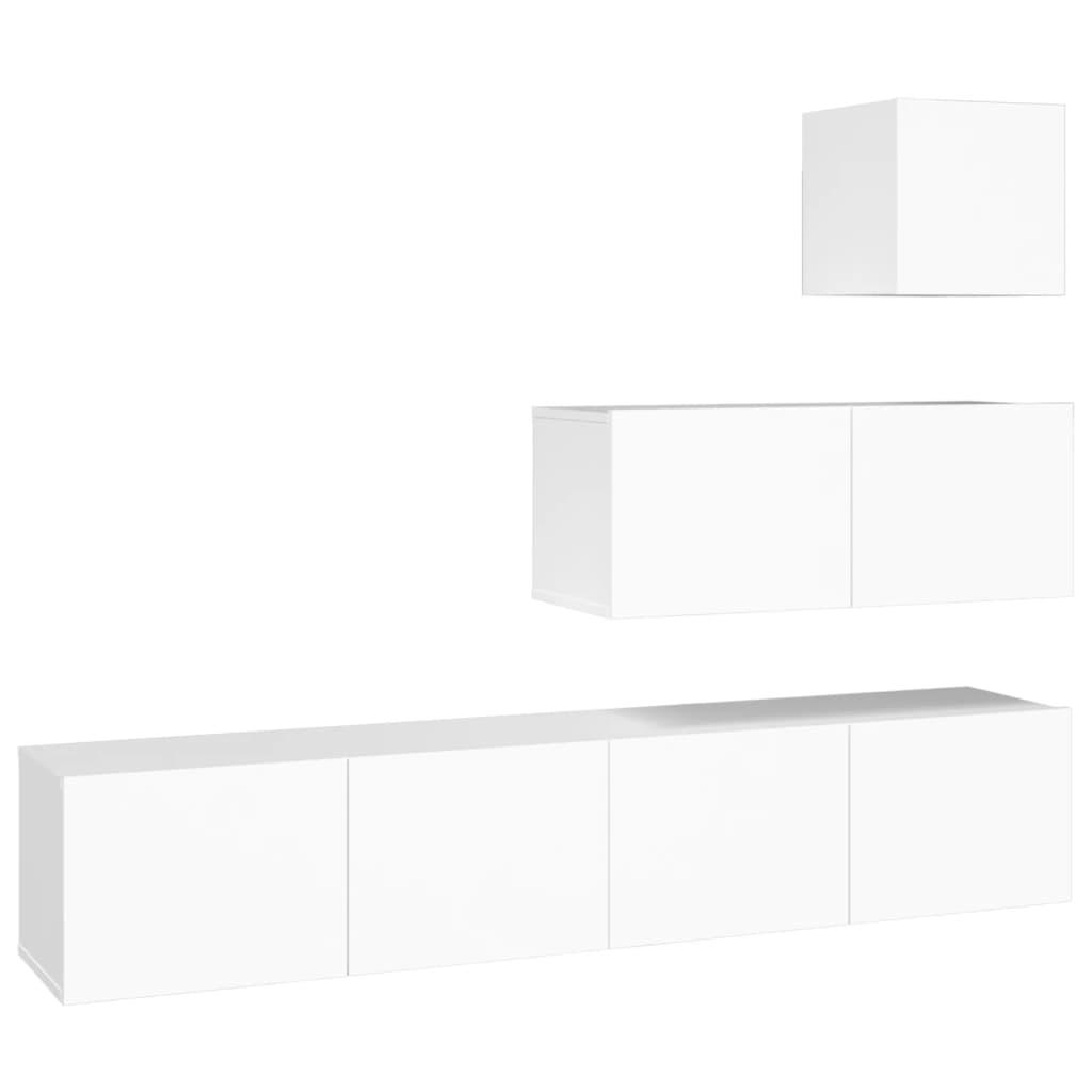 vidaXL 4 Piece TV Cabinet Set White Engineered Wood